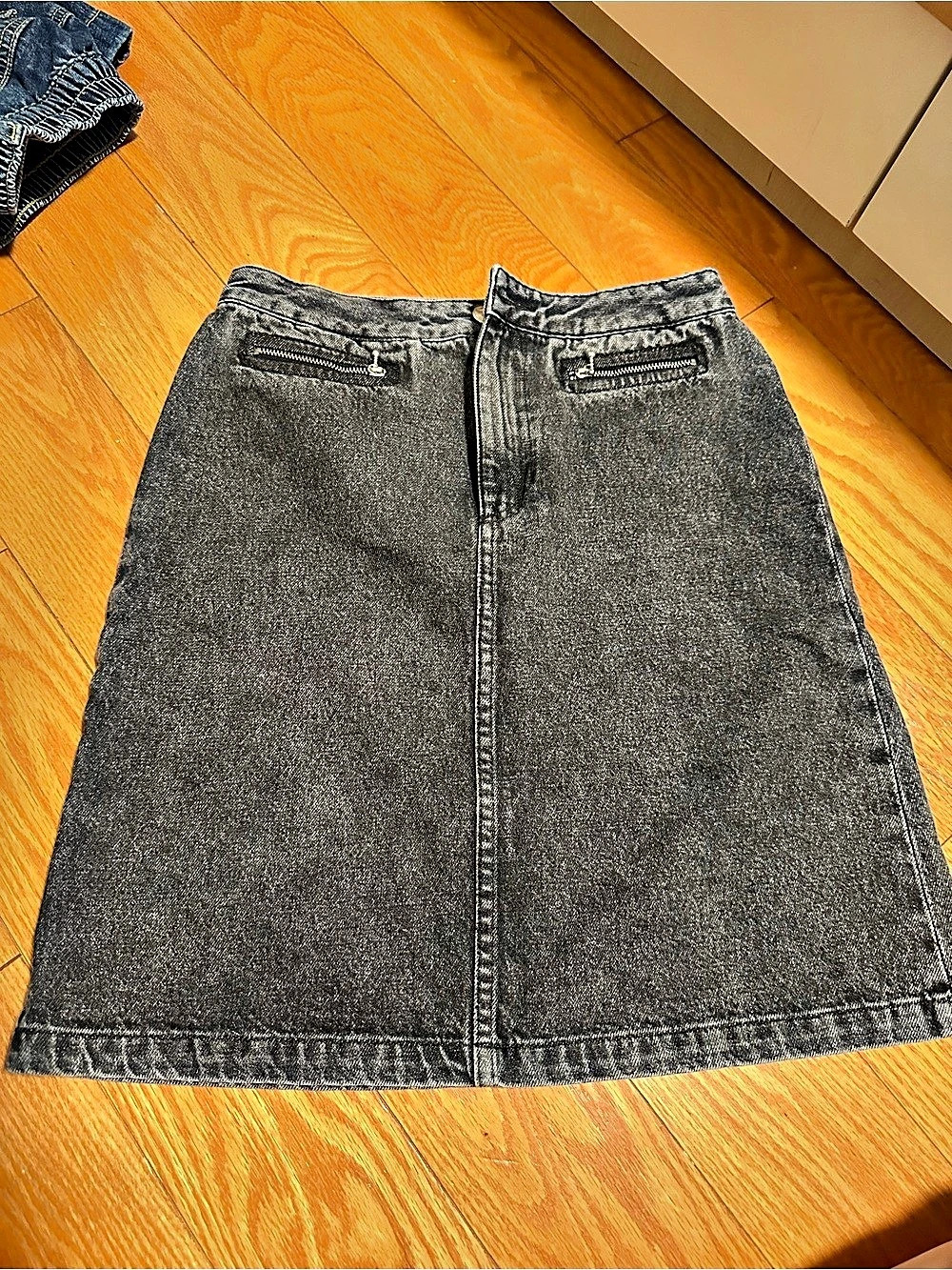 A.P.C. Black Denim Mini Skirt with Front Zip Pockets Waist 26